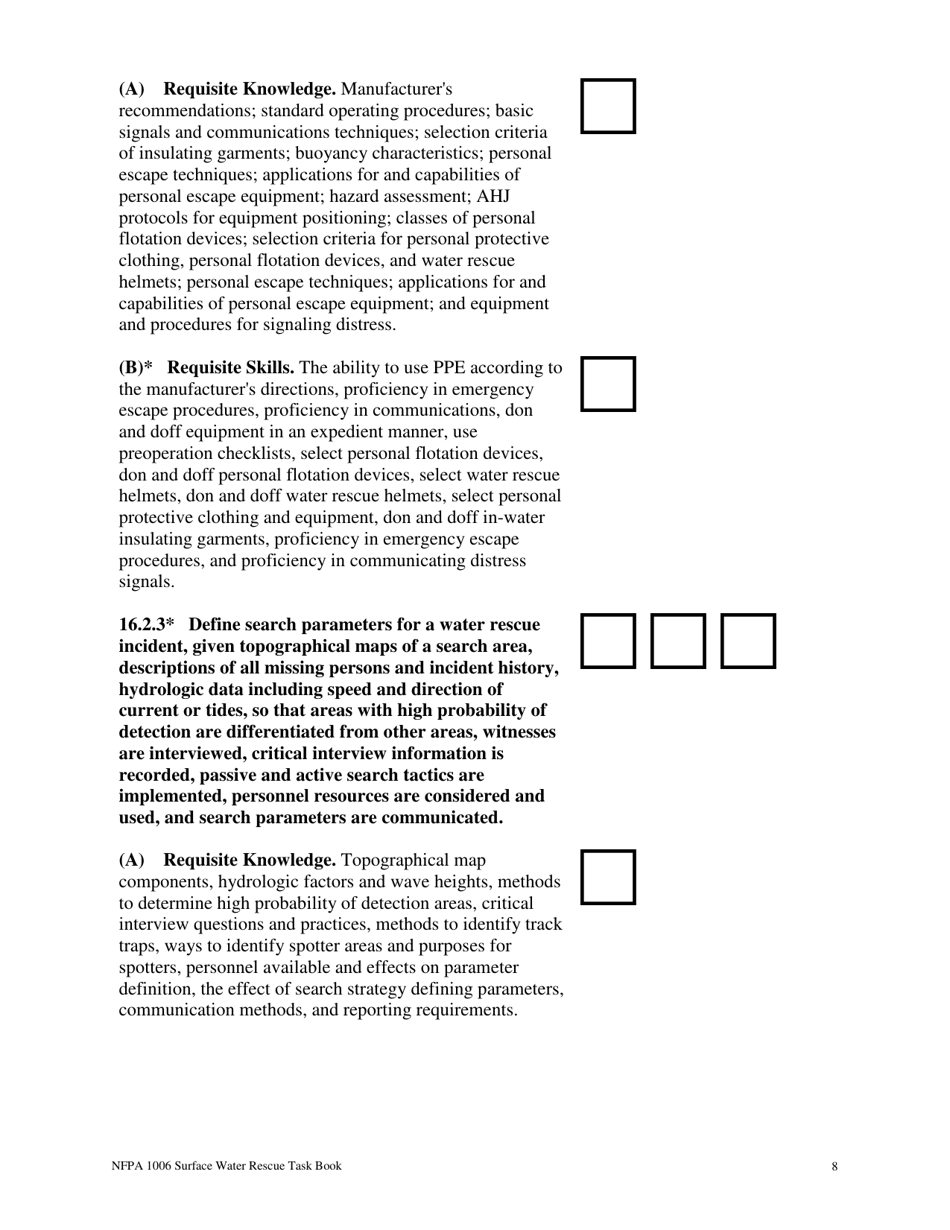 NFPA Surface Water Rescue Task Book - Oregon, Page 8