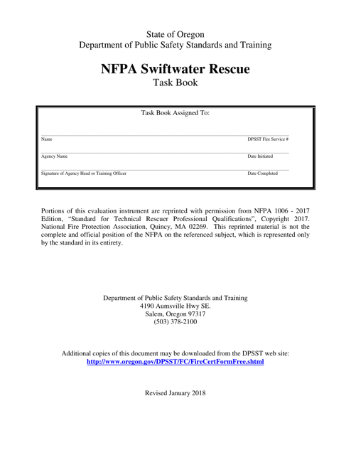 NFPA Swiftwater Rescue Task Book - Oregon Download Pdf