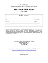NFPA Swiftwater Rescue Task Book - Oregon