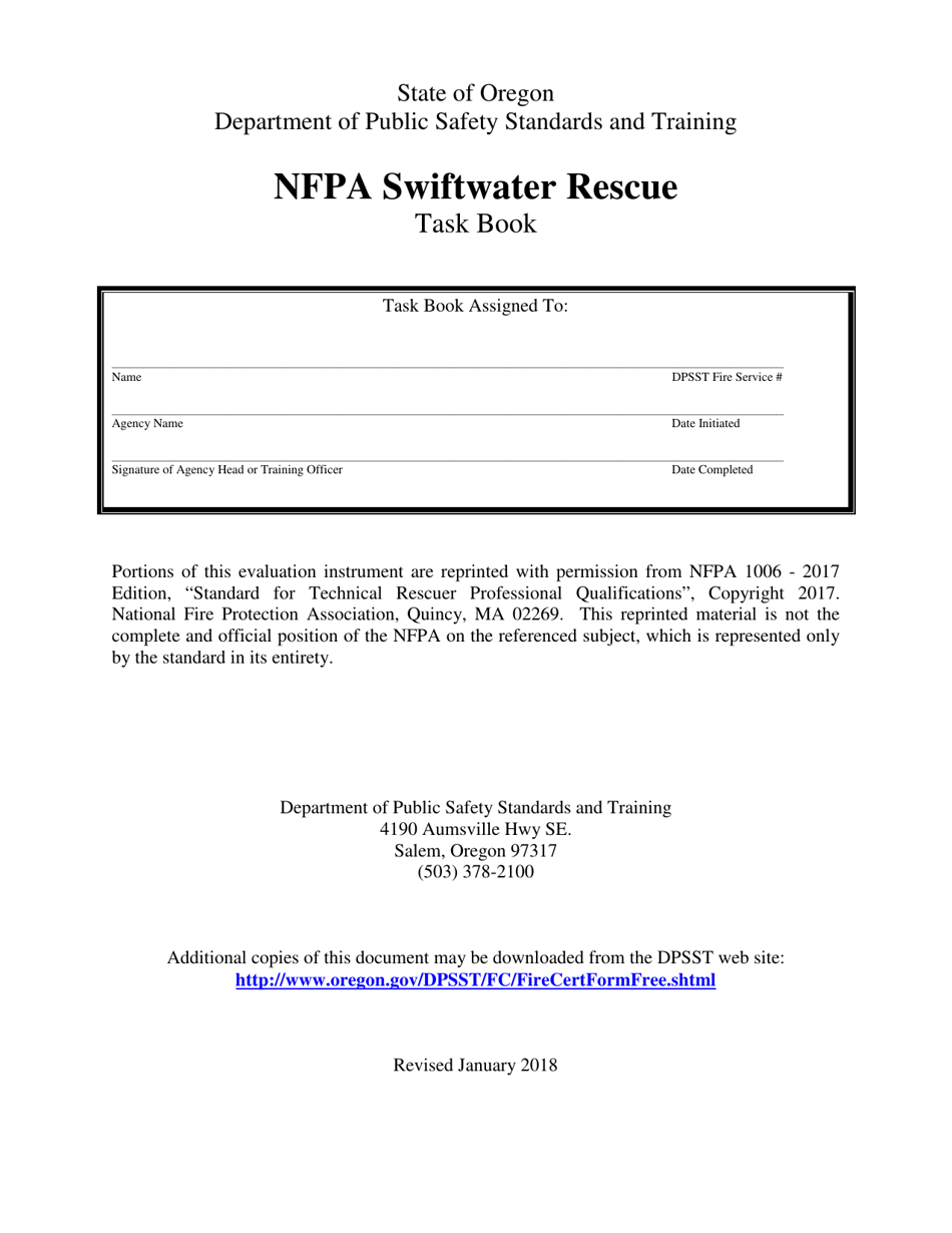 NFPA Swiftwater Rescue Task Book - Oregon, Page 1