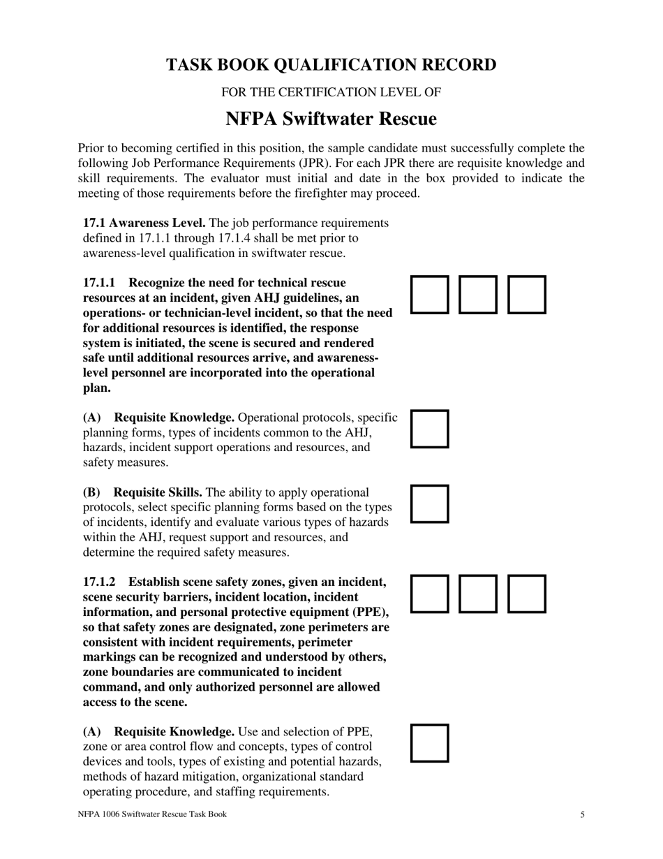 NFPA Swiftwater Rescue Task Book - Oregon, Page 5