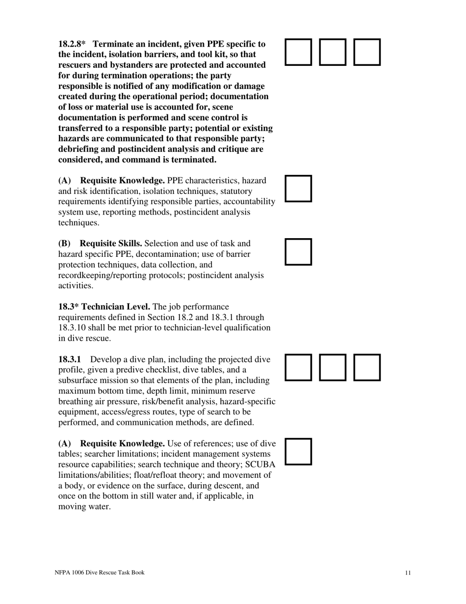 NFPA Dive Rescue Task Book - Oregon, Page 11