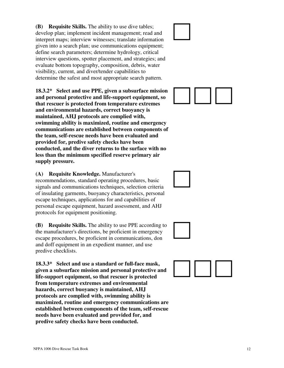 NFPA Dive Rescue Task Book - Oregon, Page 12