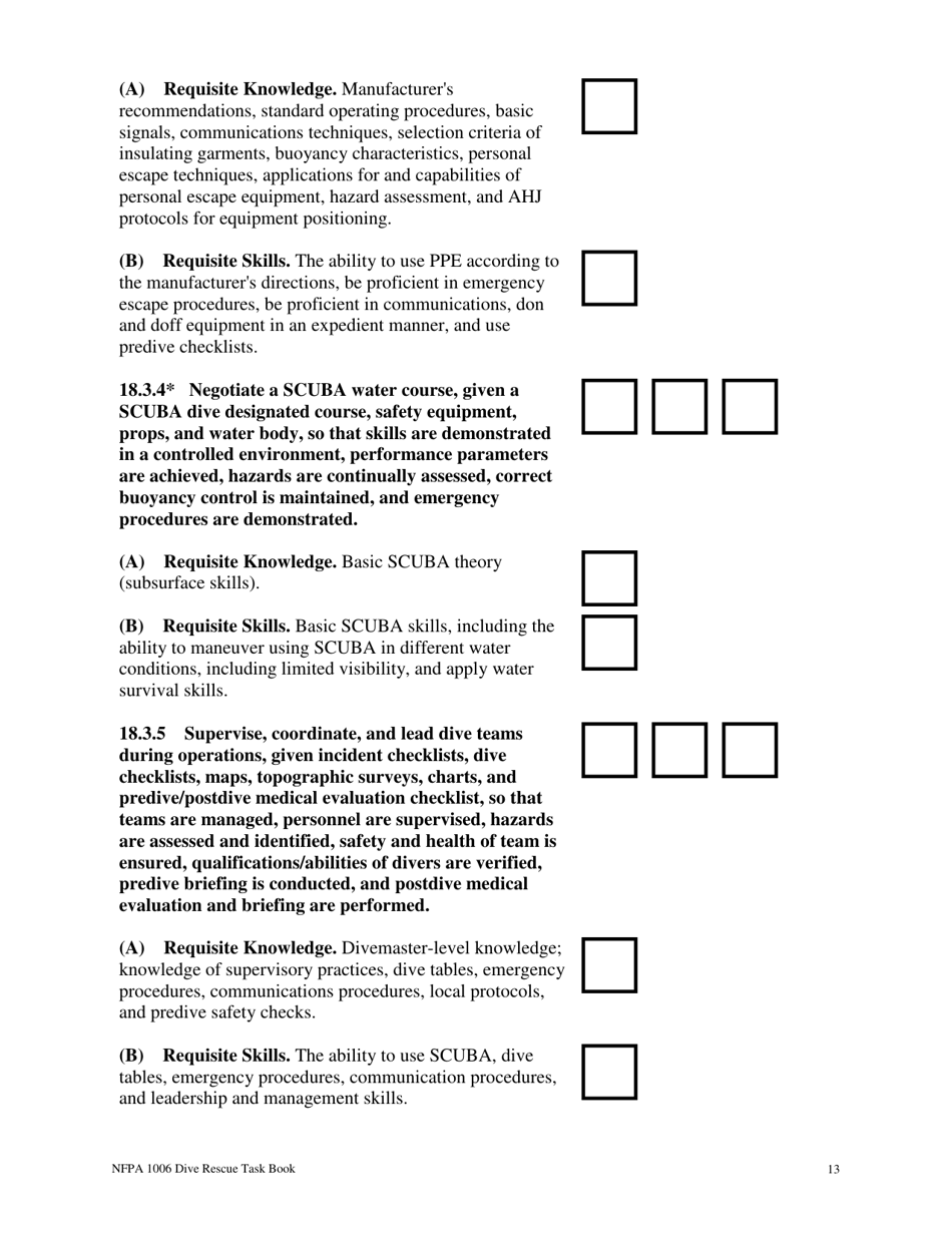 NFPA Dive Rescue Task Book - Oregon, Page 13