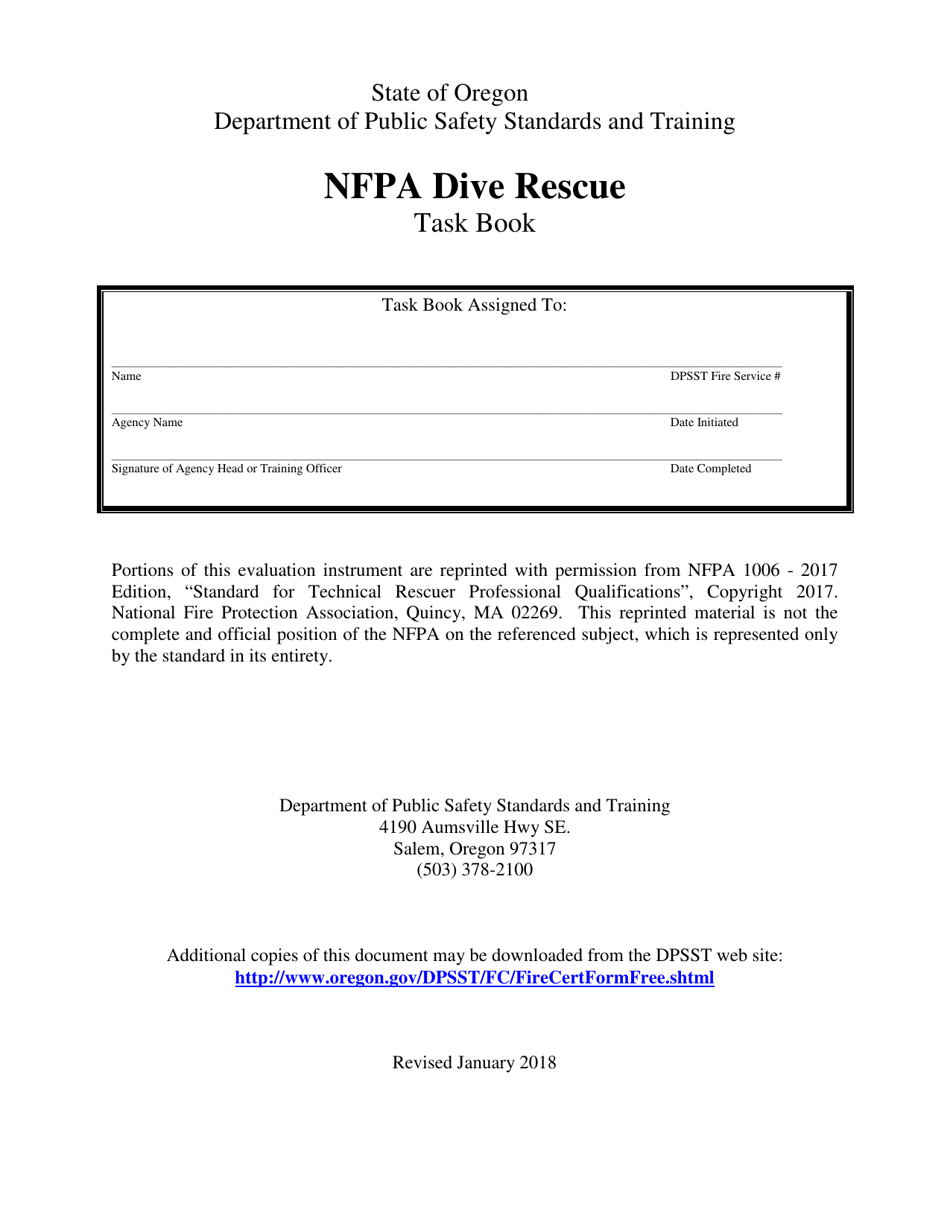 NFPA Dive Rescue Task Book - Oregon, Page 1