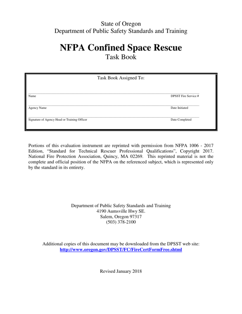 NFPA Confined Space Rescue Task Book - Oregon Download Pdf