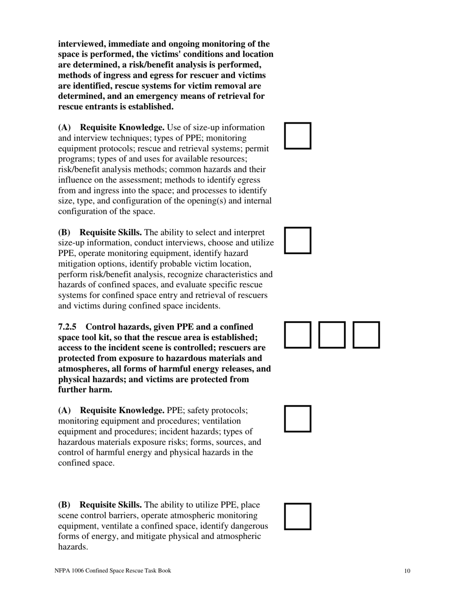 NFPA Confined Space Rescue Task Book - Oregon, Page 10