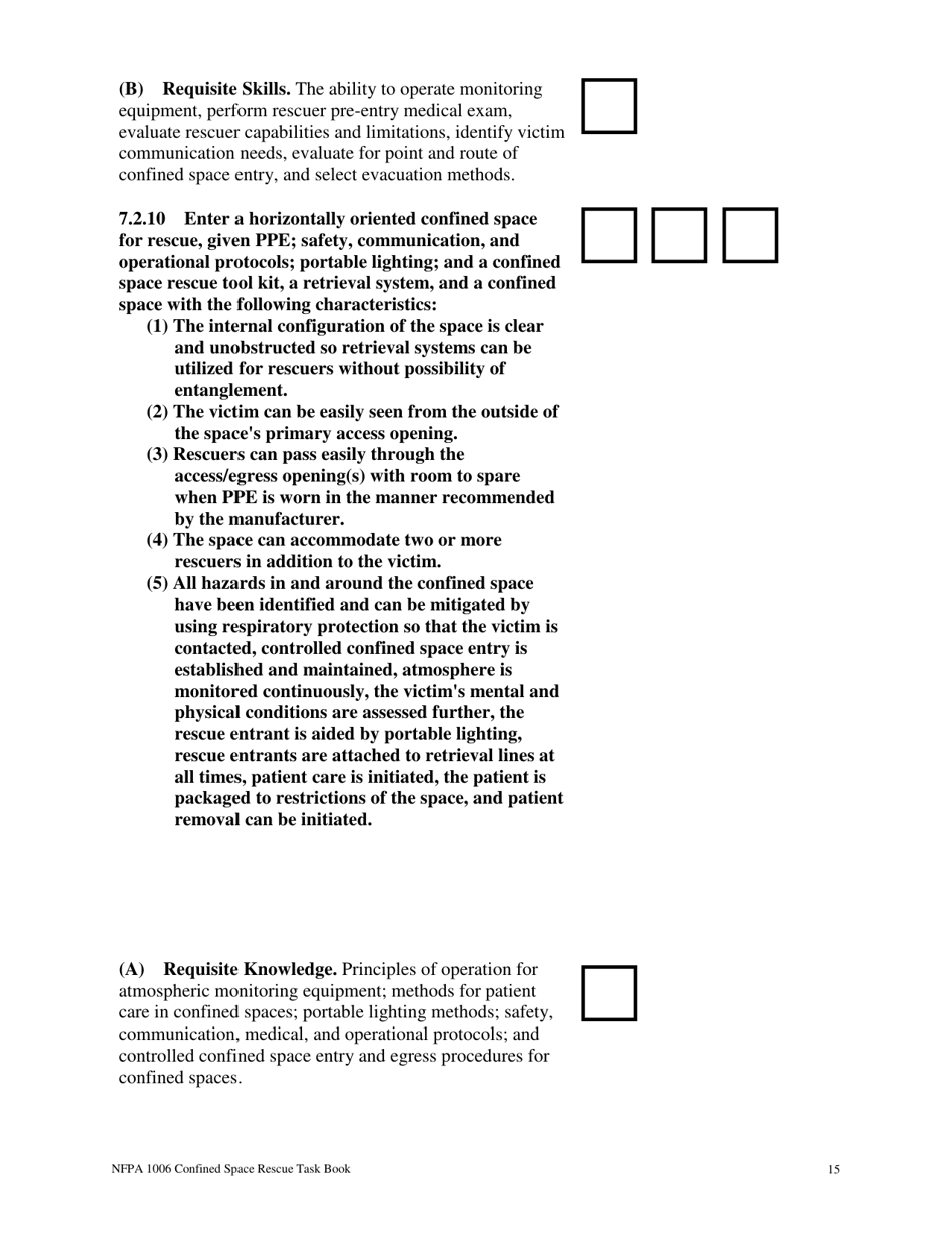 NFPA Confined Space Rescue Task Book - Oregon, Page 15
