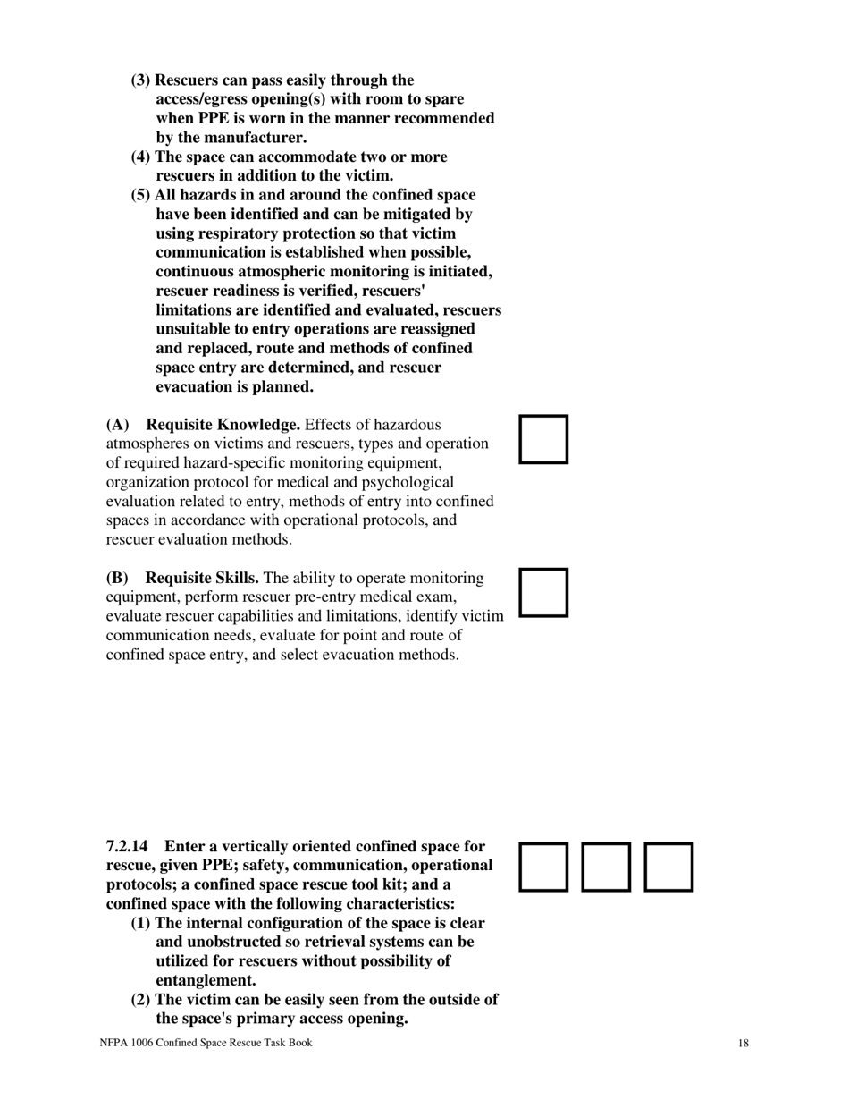 NFPA Confined Space Rescue Task Book - Oregon, Page 18
