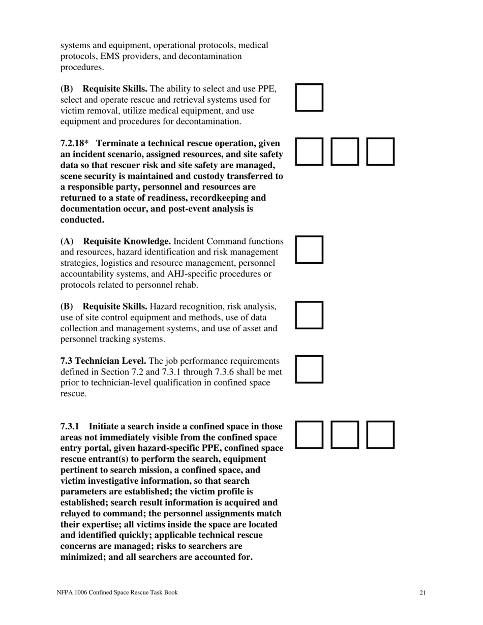 NFPA Confined Space Rescue Task Book - Oregon, Page 21