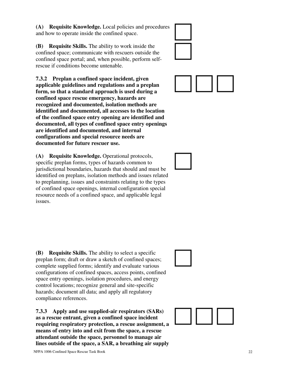 NFPA Confined Space Rescue Task Book - Oregon, Page 22