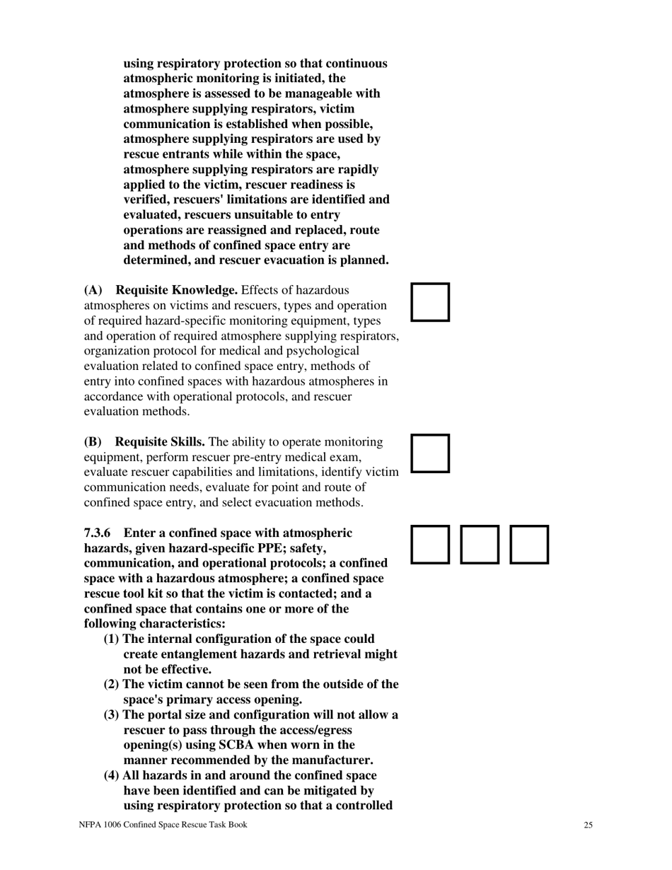NFPA Confined Space Rescue Task Book - Oregon, Page 25