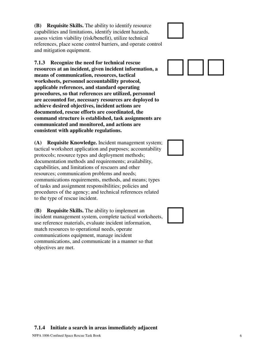 NFPA Confined Space Rescue Task Book - Oregon, Page 6
