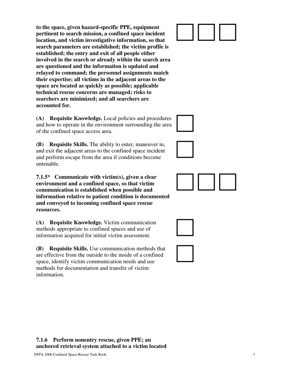 NFPA Confined Space Rescue Task Book - Oregon, Page 7