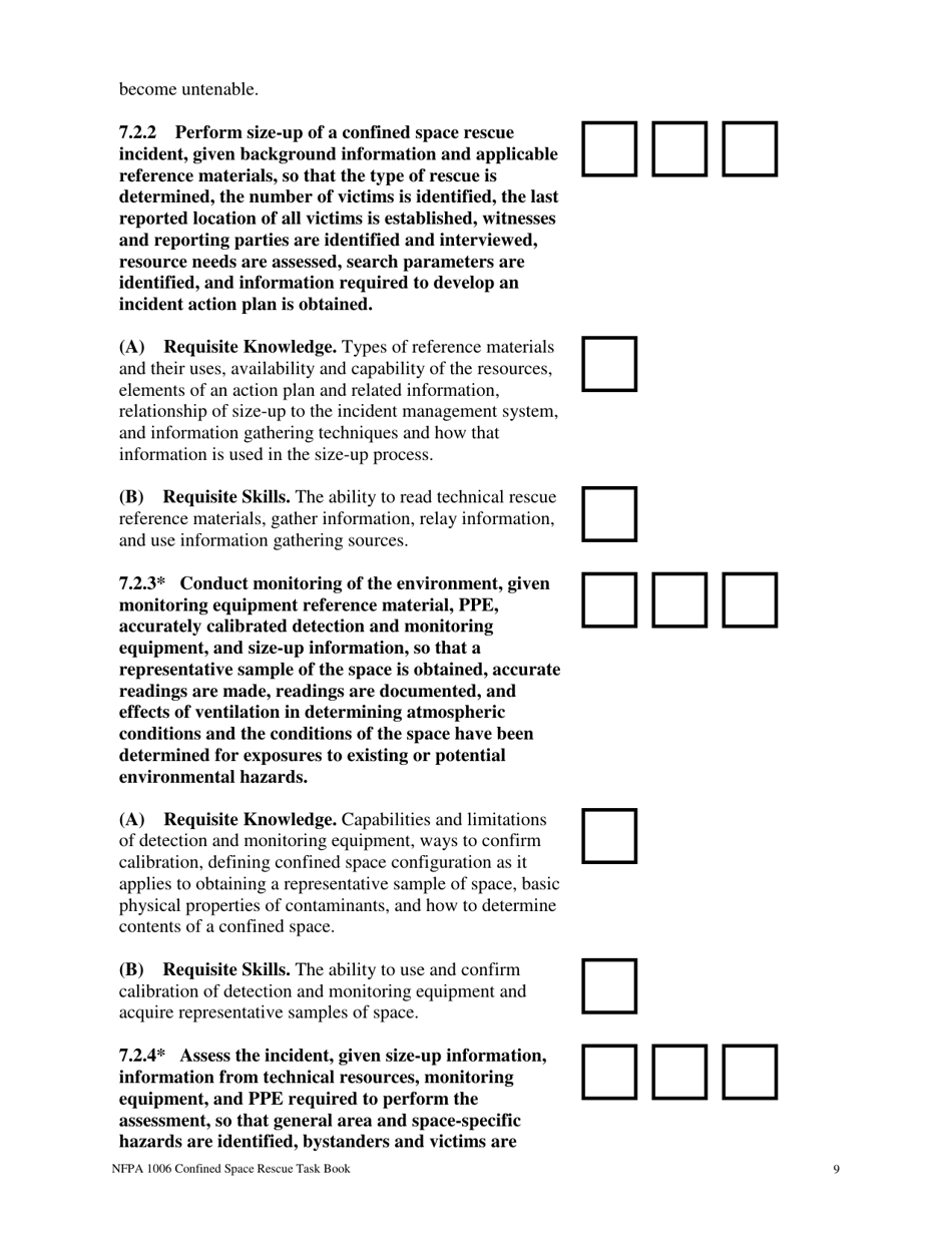 NFPA Confined Space Rescue Task Book - Oregon, Page 9