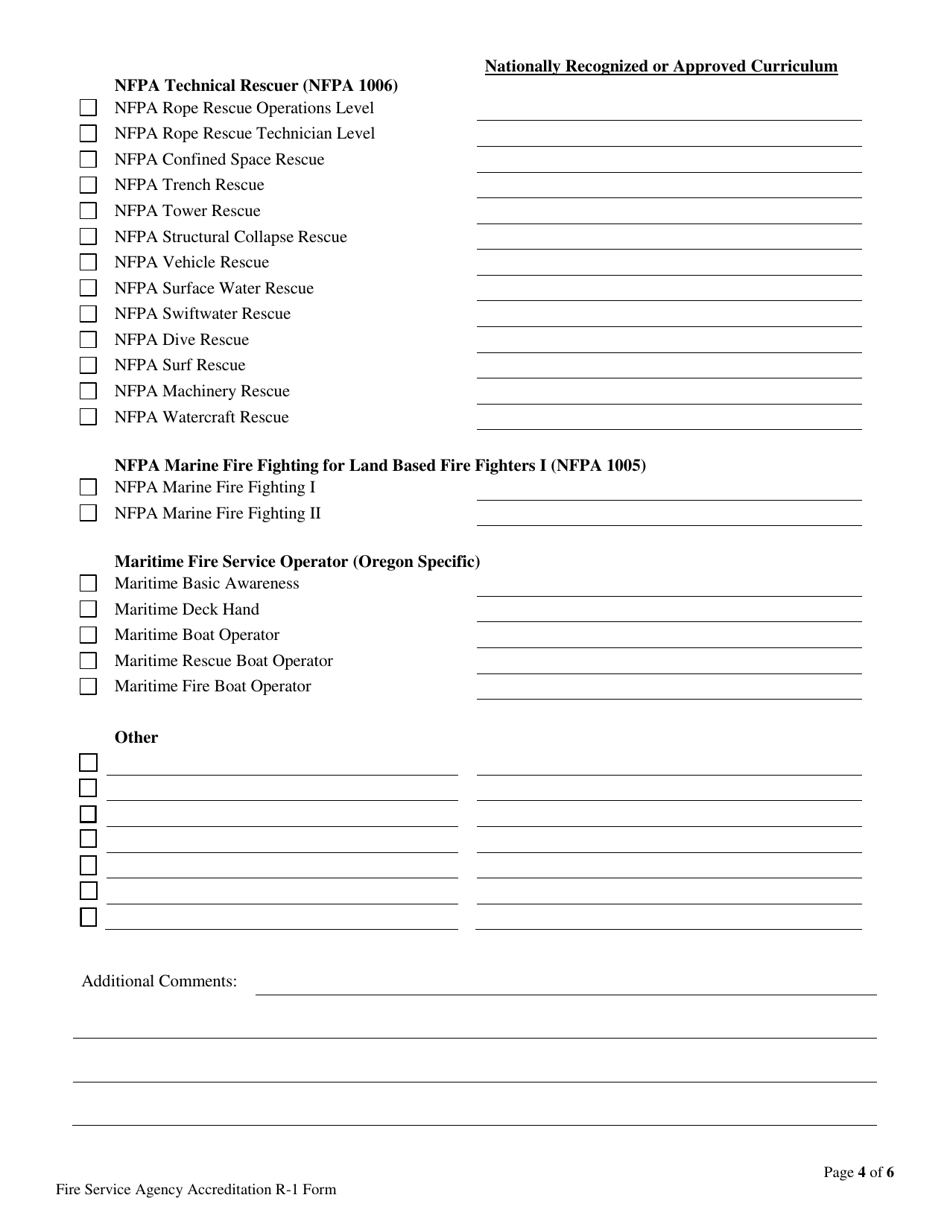 Form R-1 Fire Service Agency Accreditation - Oregon, Page 4