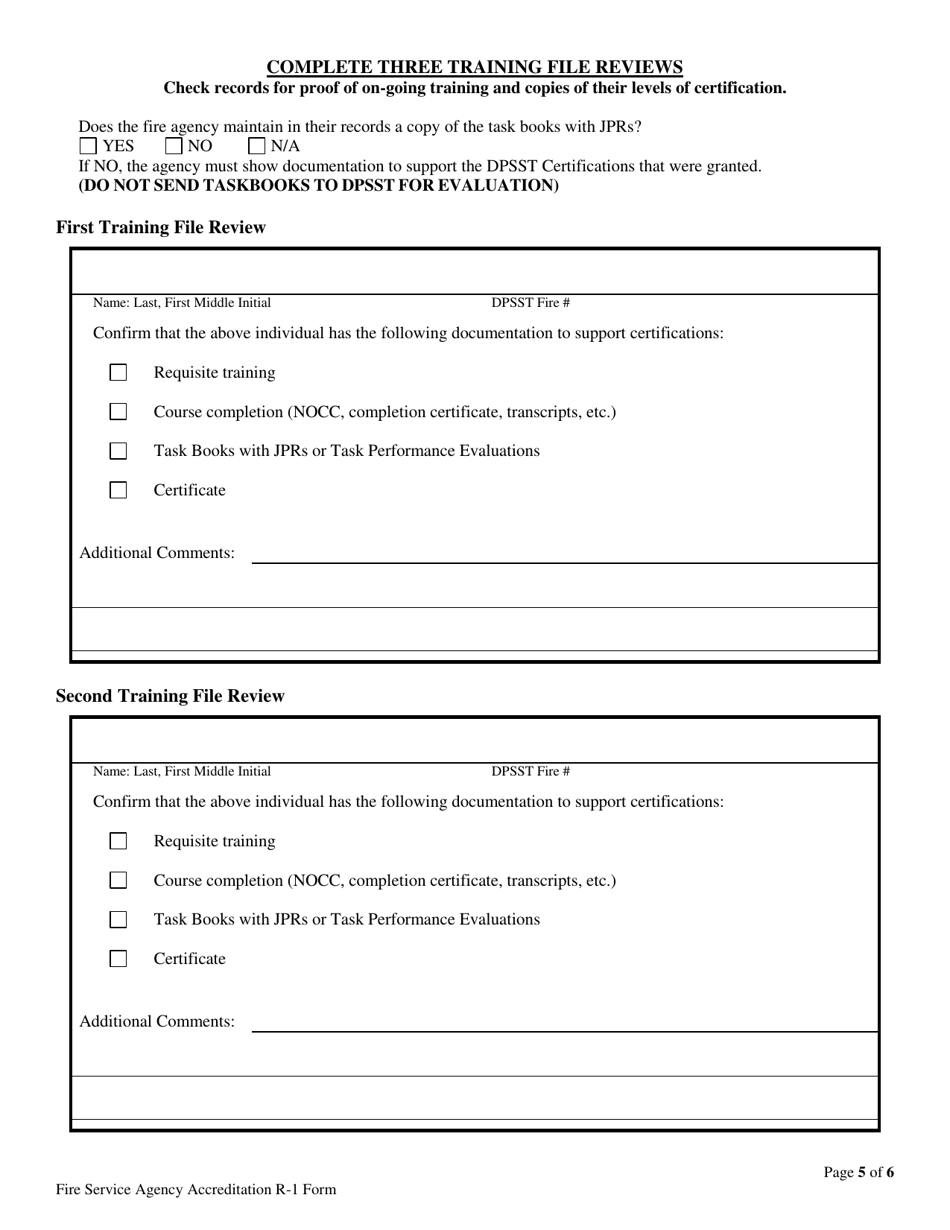 Form R-1 Fire Service Agency Accreditation - Oregon, Page 5