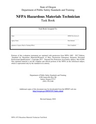 Document preview: NFPA Hazardous Materials Technician Task Book - Oregon