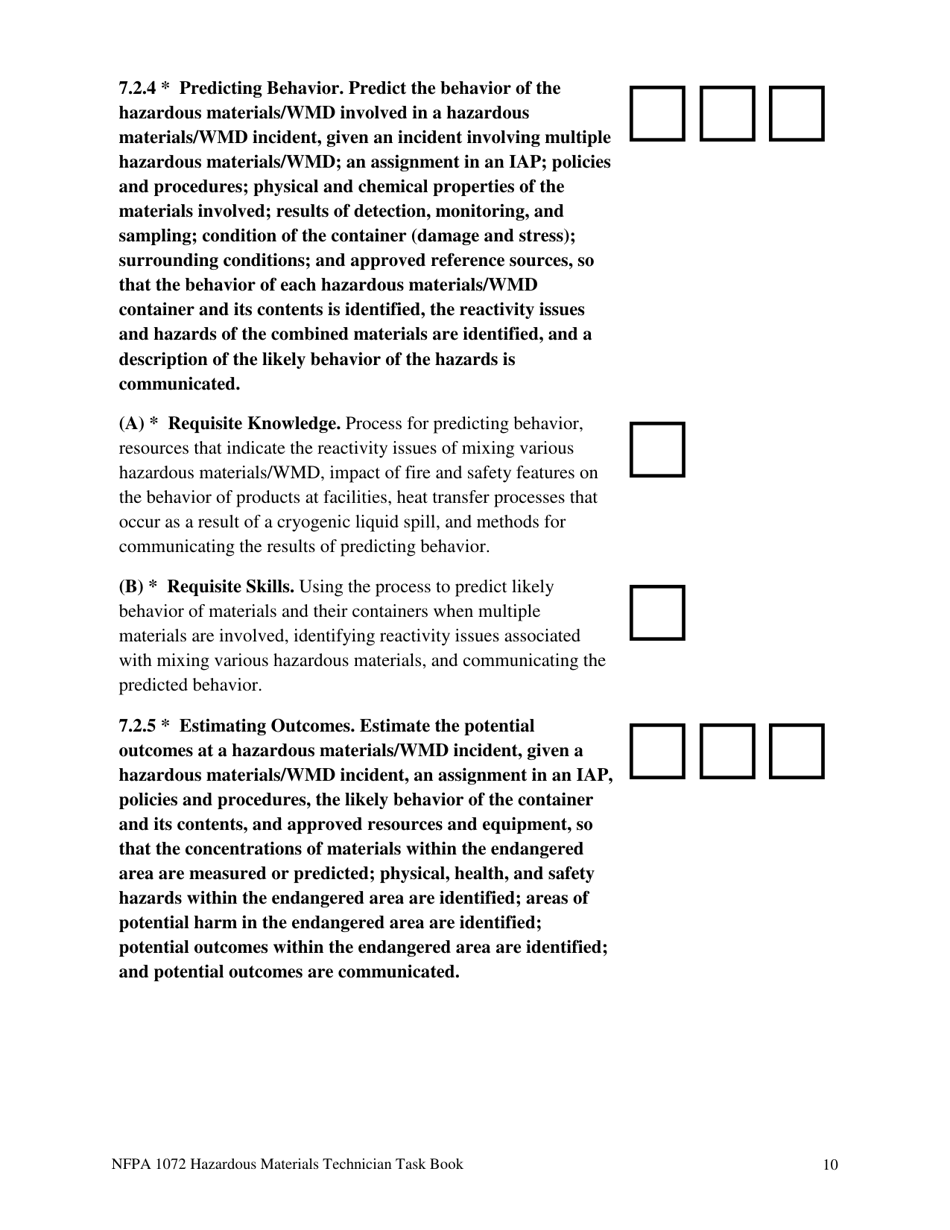 NFPA Hazardous Materials Technician Task Book - Oregon, Page 10