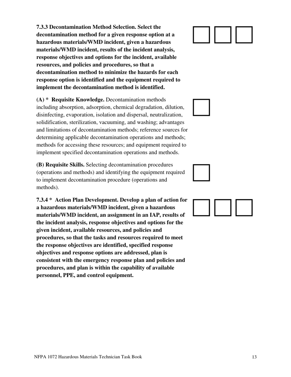 NFPA Hazardous Materials Technician Task Book - Oregon, Page 13
