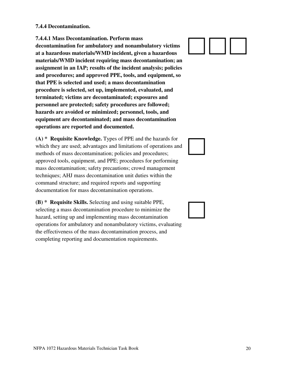 NFPA Hazardous Materials Technician Task Book - Oregon, Page 20