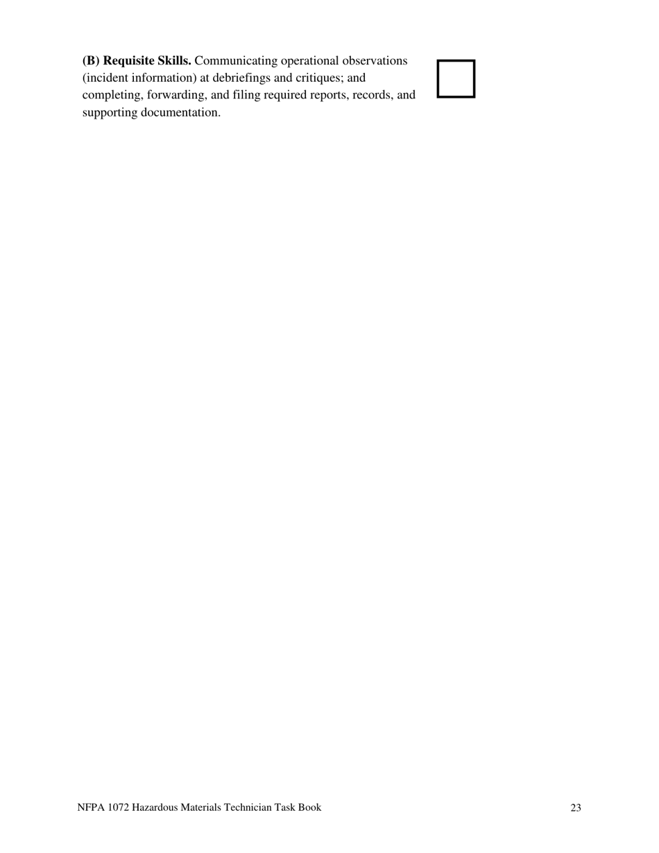 NFPA Hazardous Materials Technician Task Book - Oregon, Page 23