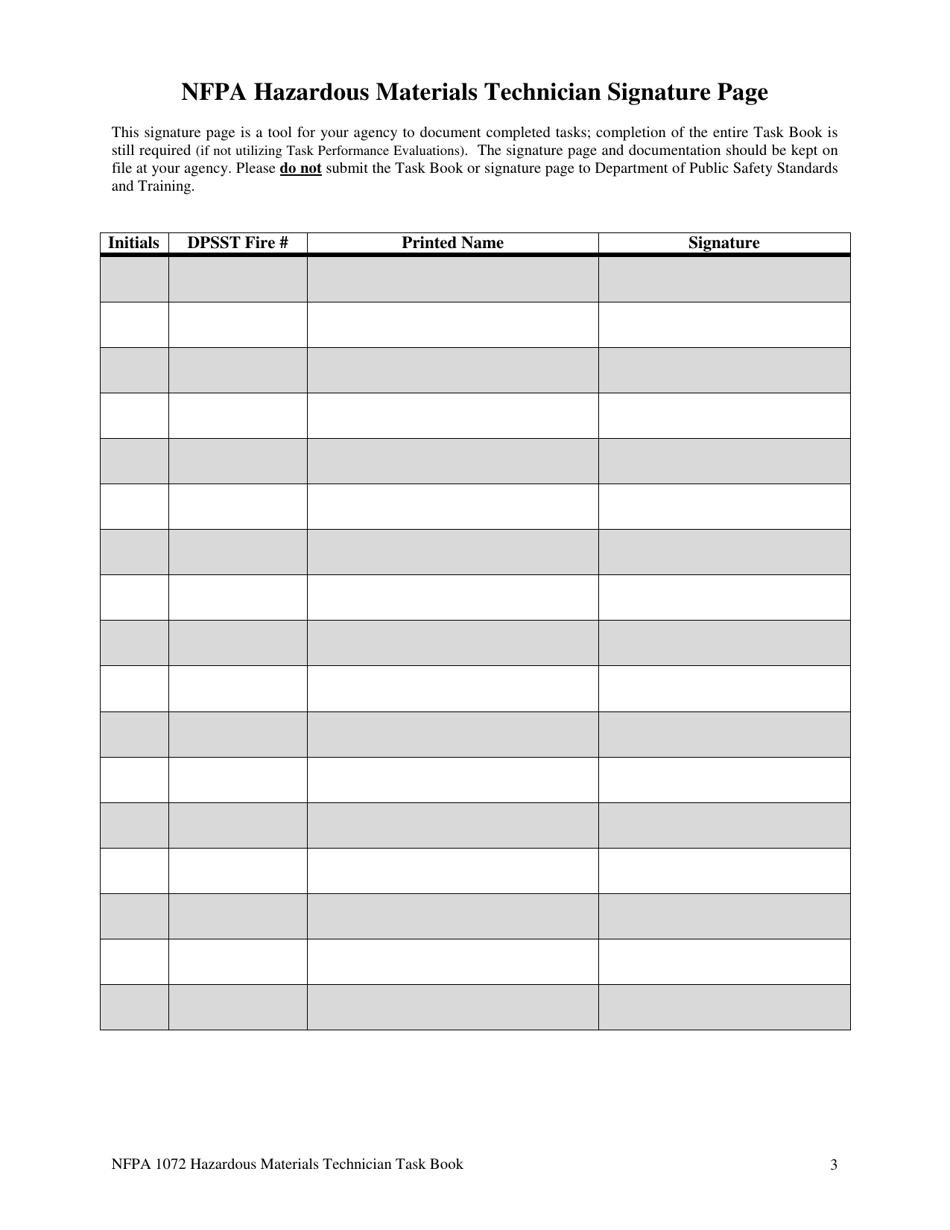 NFPA Hazardous Materials Technician Task Book - Oregon, Page 3
