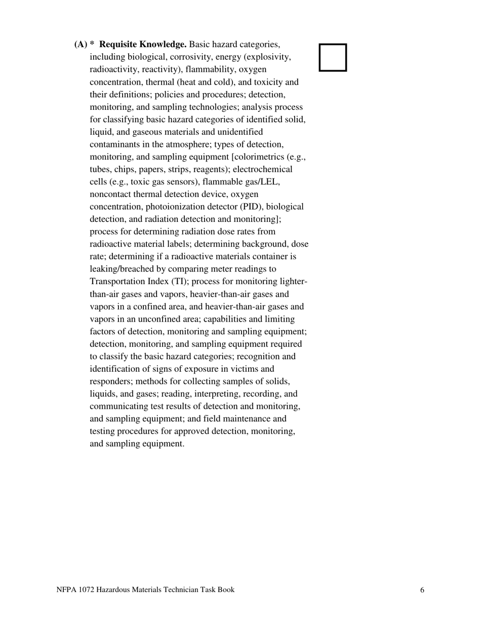 NFPA Hazardous Materials Technician Task Book - Oregon, Page 6