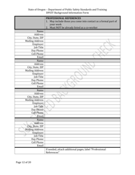 Dpsst Background Information Form - Oregon, Page 12