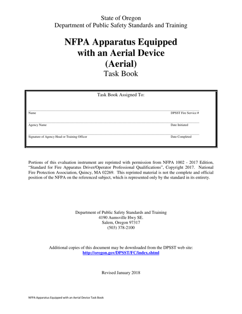 NFPA Apparatus Equipped With an Aerial Device (Aerial) Task Book - Oregon