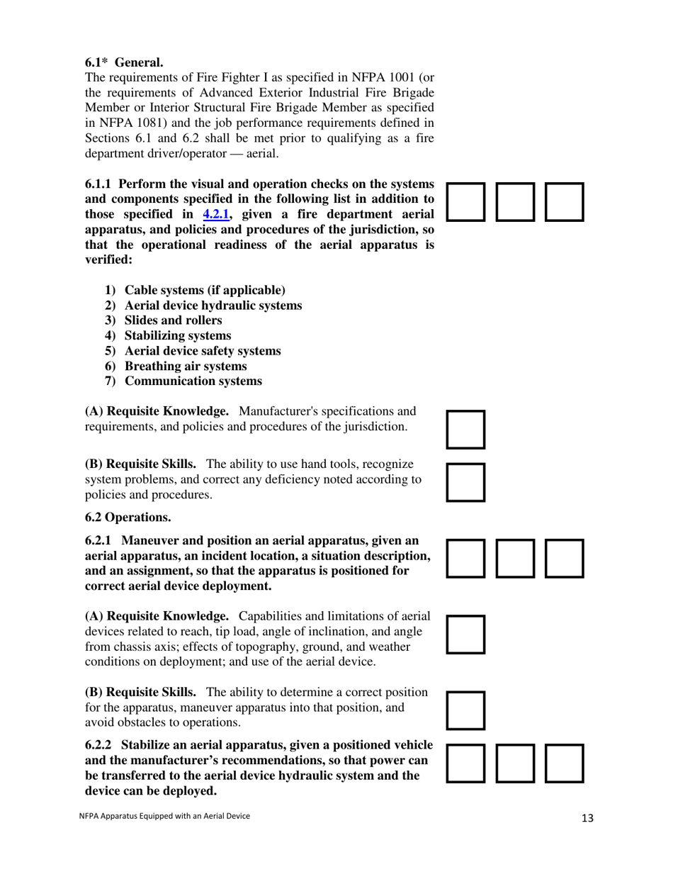 NFPA Apparatus Equipped With an Aerial Device (Aerial) Task Book - Oregon, Page 13