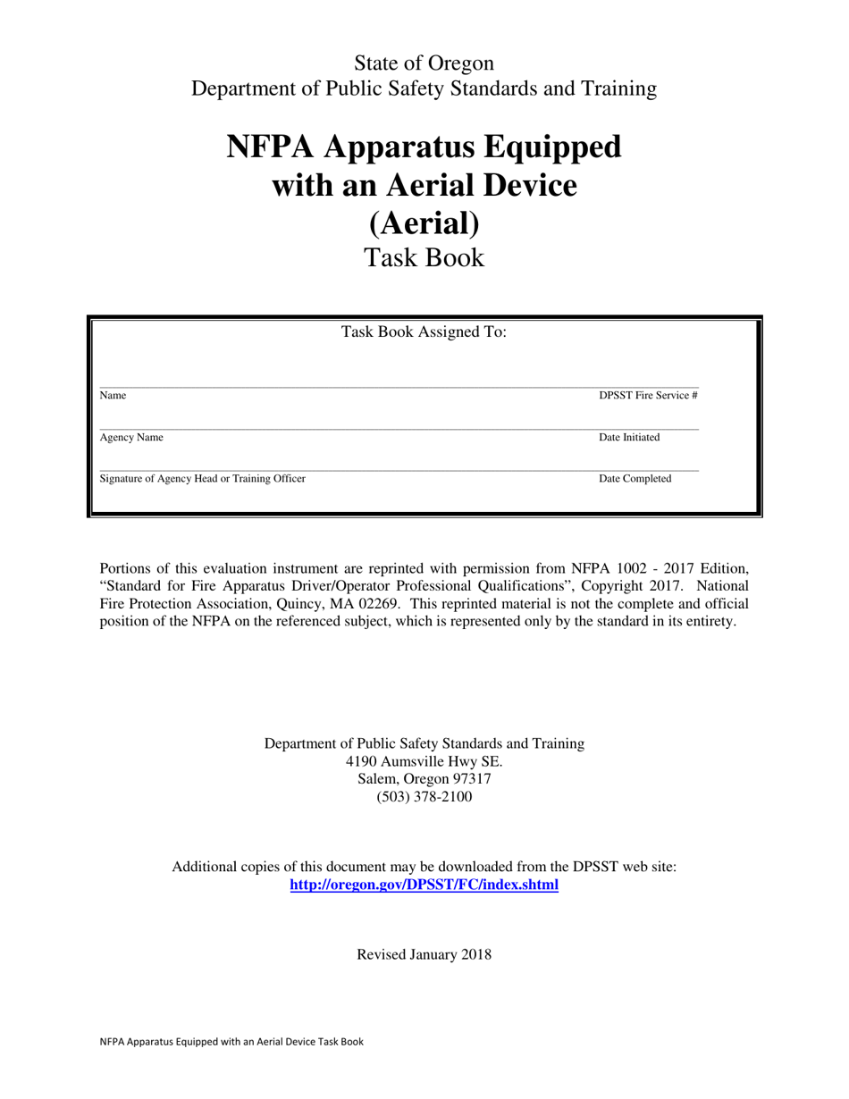 NFPA Apparatus Equipped With an Aerial Device (Aerial) Task Book - Oregon, Page 1