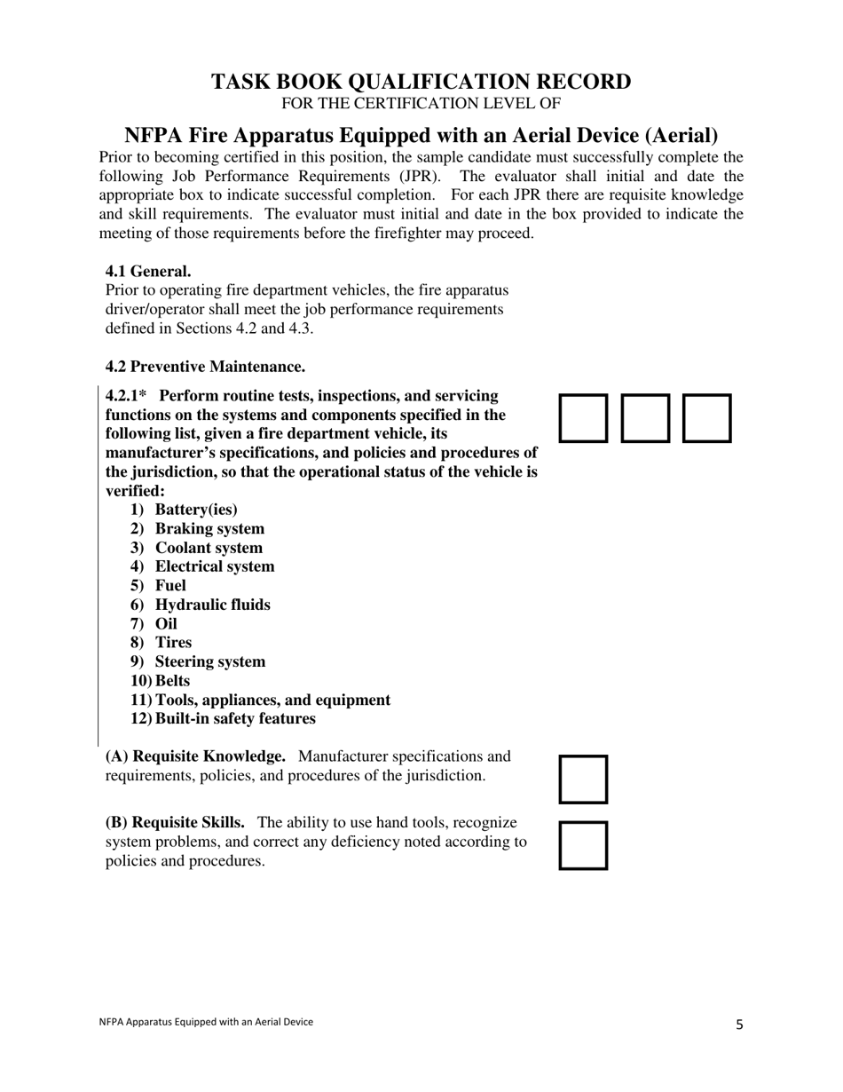 NFPA Apparatus Equipped With an Aerial Device (Aerial) Task Book - Oregon, Page 5