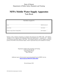 Document preview: NFPA Mobile Water Supply Apparatus Task Book - Oregon