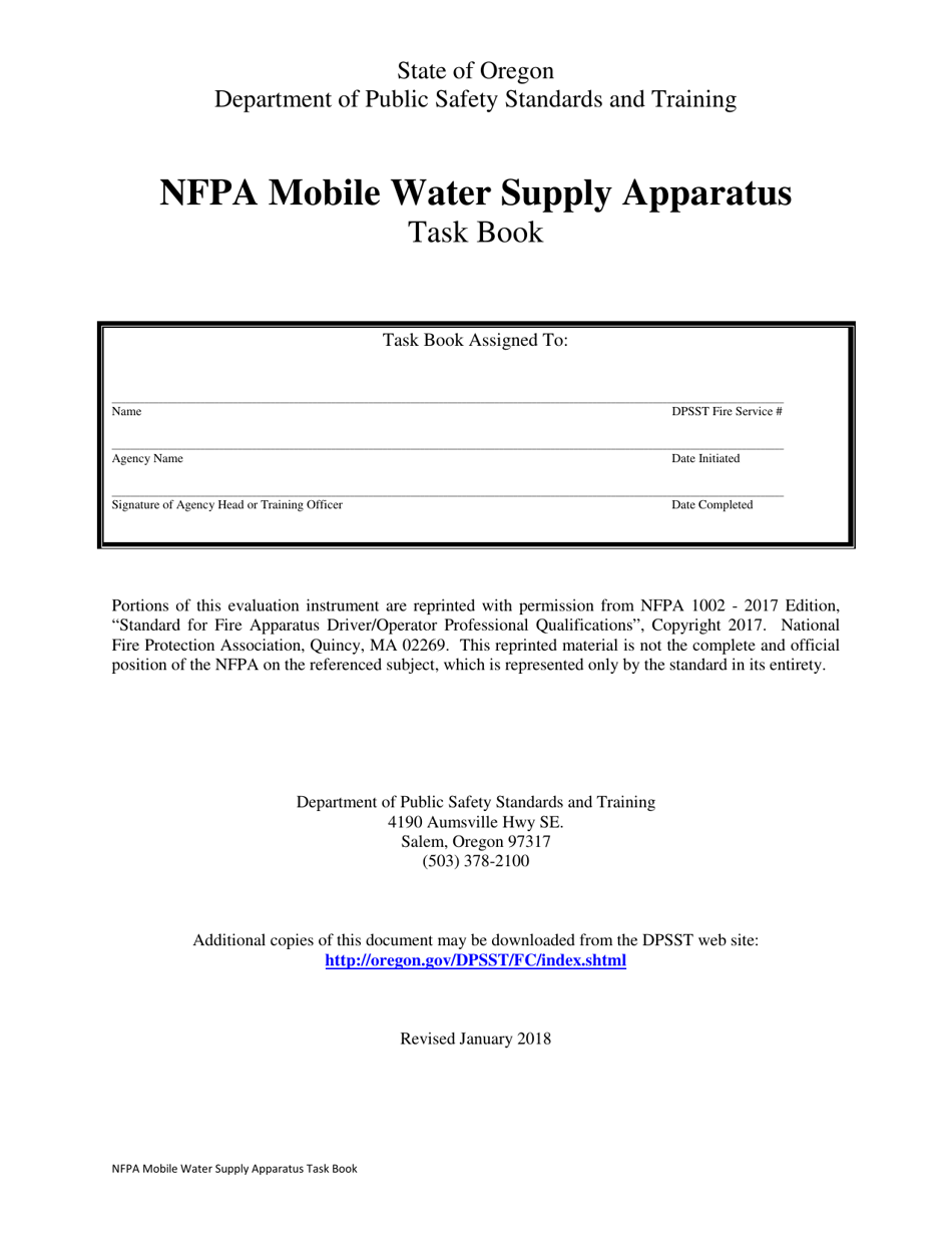 NFPA Mobile Water Supply Apparatus Task Book - Oregon, Page 1