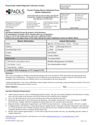 Document preview: PD CWD Form 02 Chronic Wasting Disease Submission Form (Hunter Submissions) - Pennsylvania