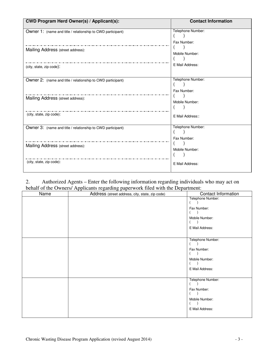 Chronic Wasting Disease (Cwd) Program Application - Pennsylvania, Page 3