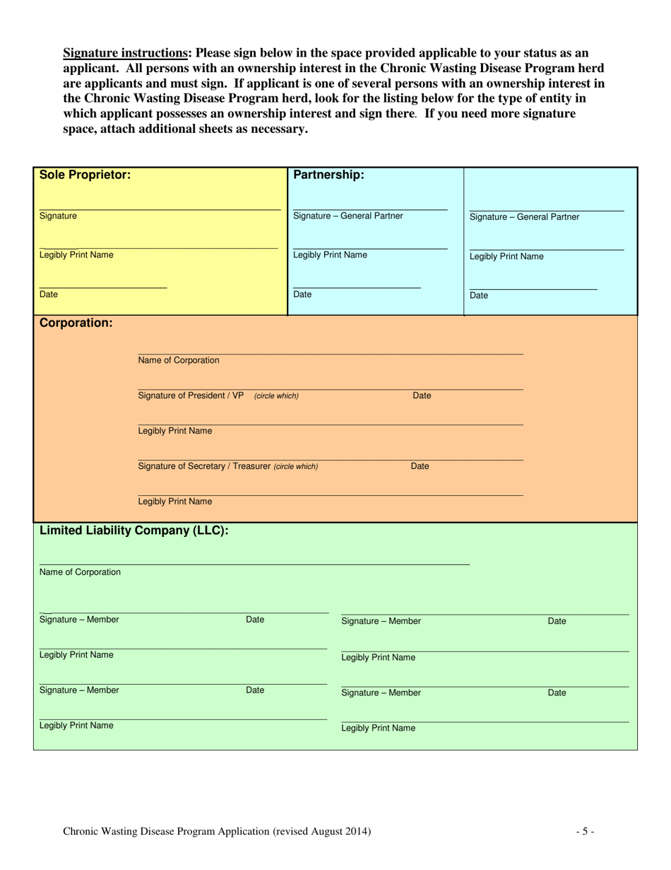 Chronic Wasting Disease (Cwd) Program Application - Pennsylvania, Page 5