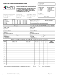 PD CWD Form 01 Chronic Wasting Disease Submission Form - Pennsylvania