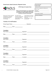 PD CWD Form 01 Chronic Wasting Disease Submission Form - Pennsylvania, Page 2