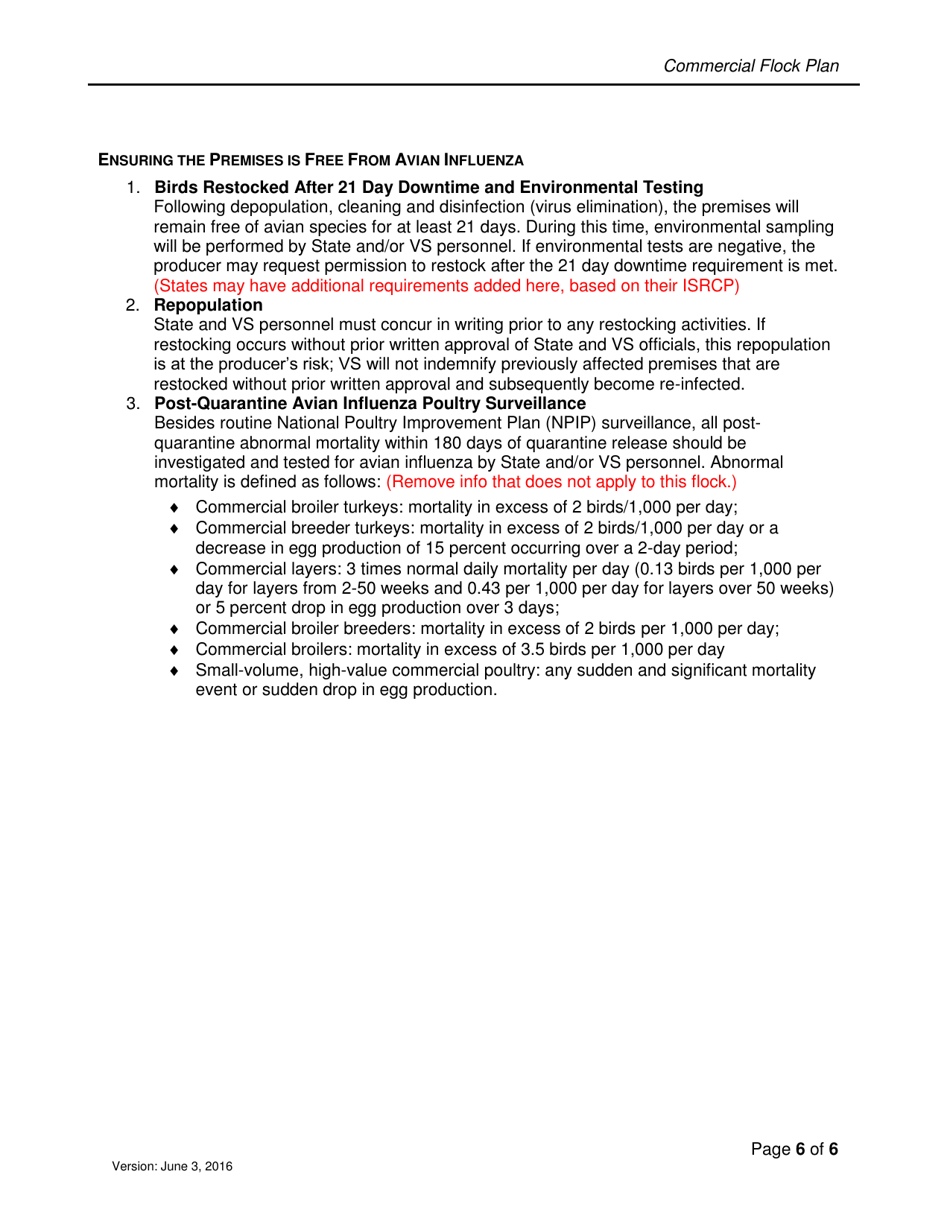 Commercial Flock Plan, Page 6
