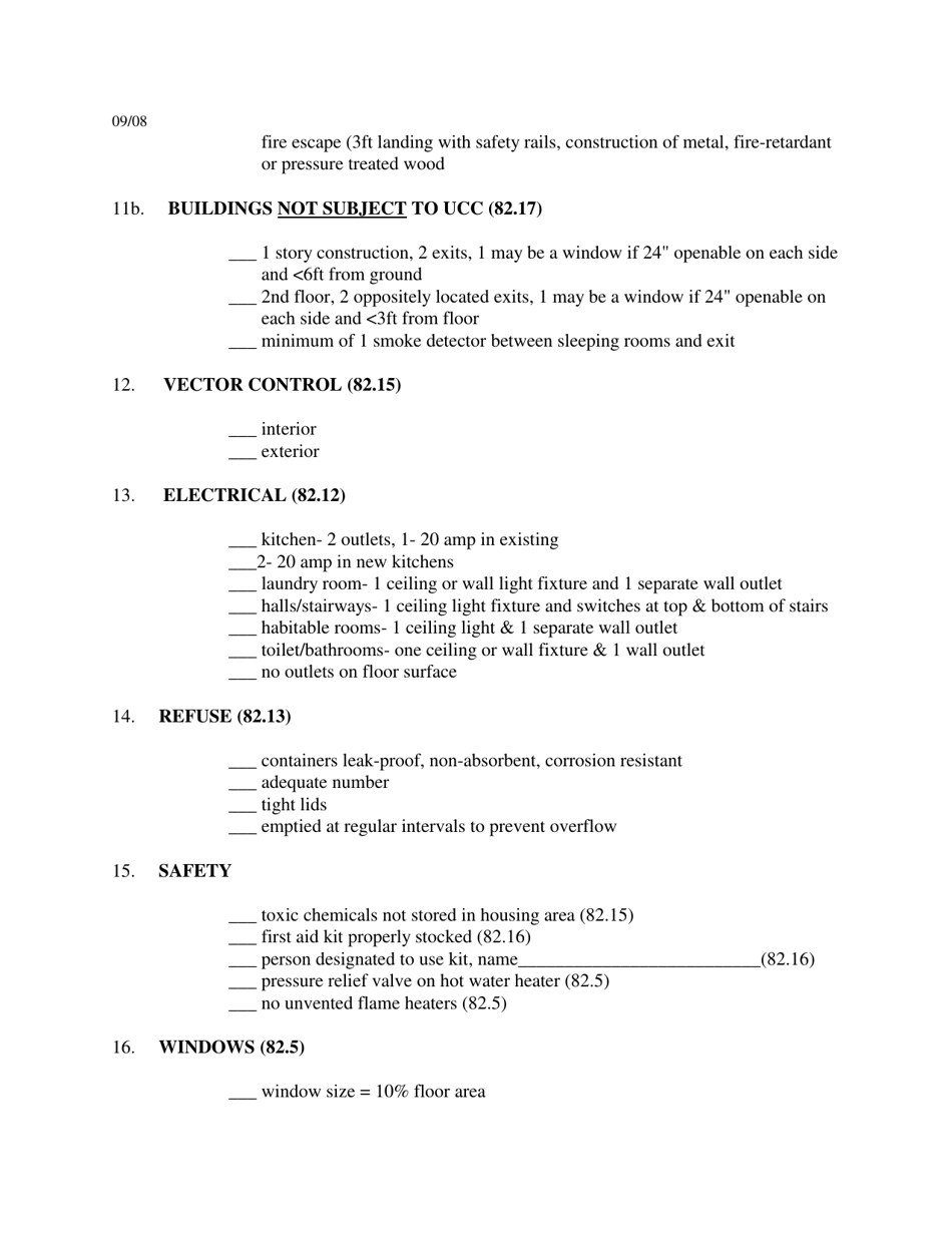 Seasonal Farm Labor Camp Self-inspection Checklist - Pennsylvania, Page 4
