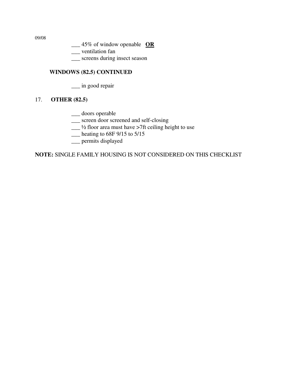 Seasonal Farm Labor Camp Self-inspection Checklist - Pennsylvania, Page 5