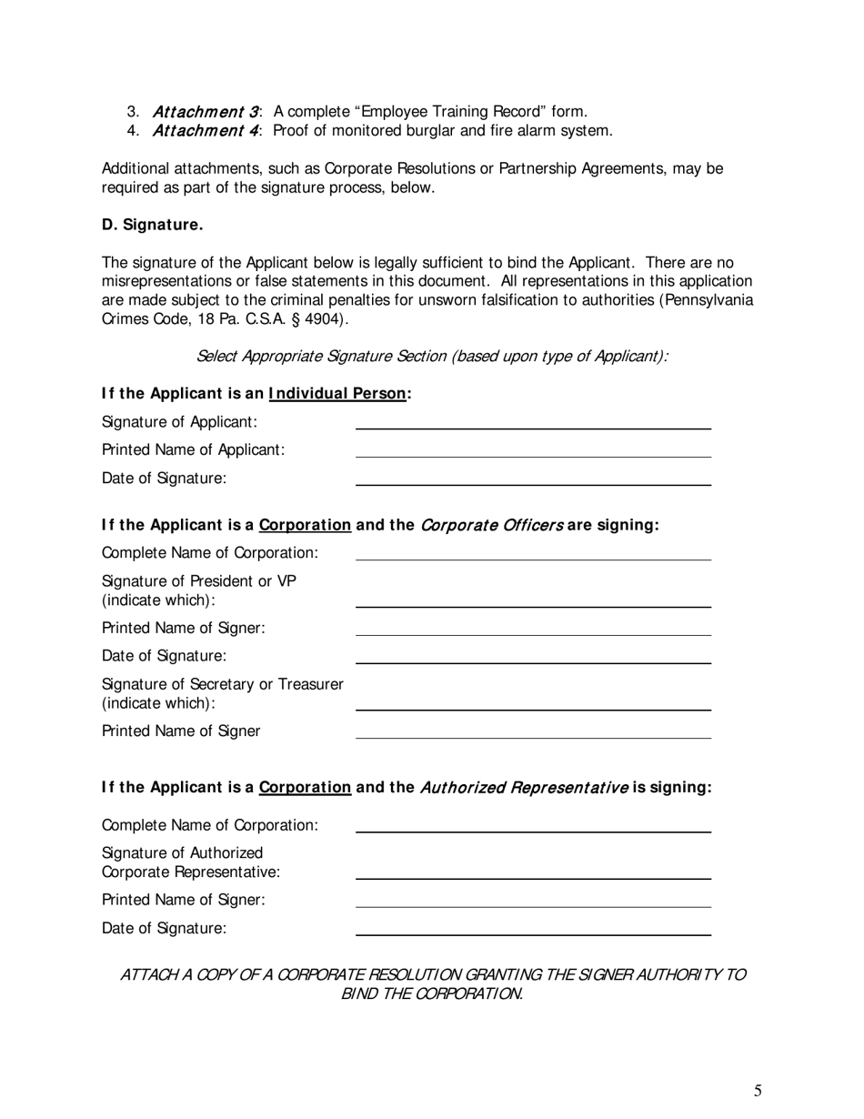 Application for New Permanent Retail Consumer Fireworks Facility - Pennsylvania, Page 5