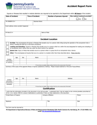 Document preview: Accident Report Form - Pennsylvania