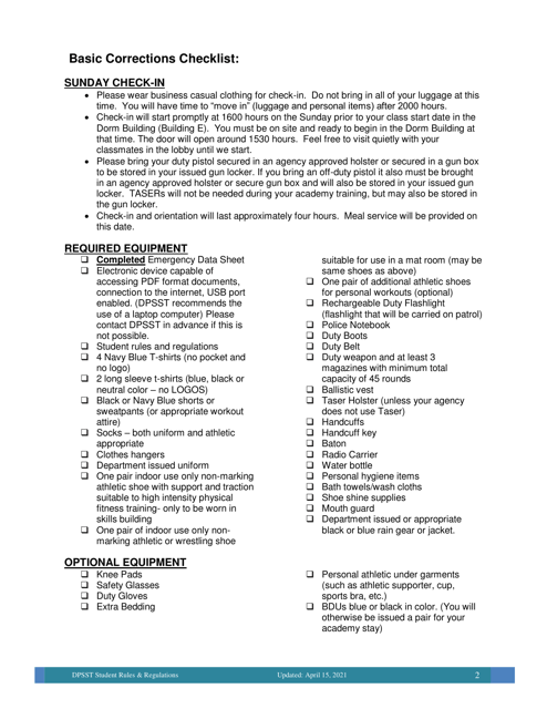 Basic Corrections Checklist - Oregon