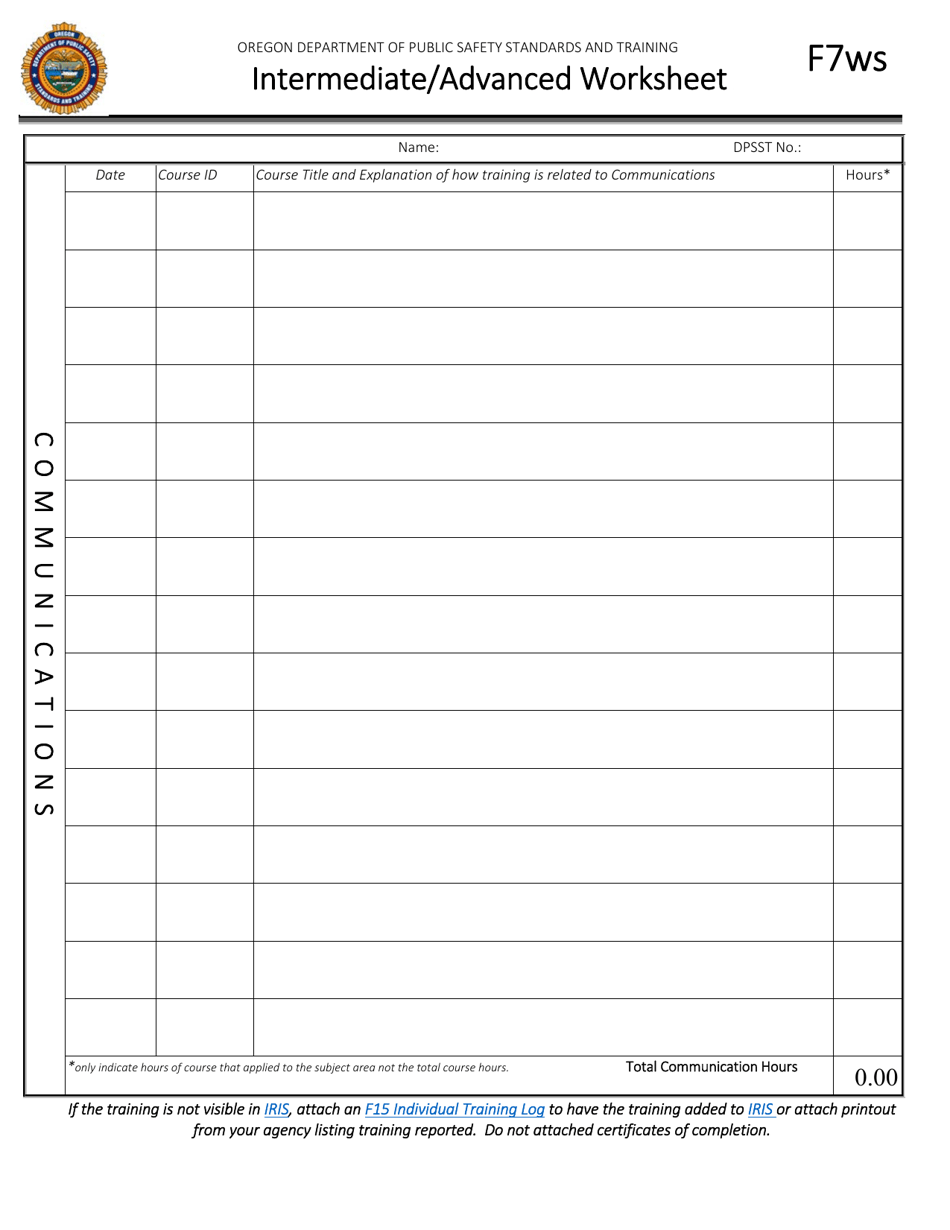 Form F7WS Cj Intermediate / Advanced Worksheet - Oregon, Page 3