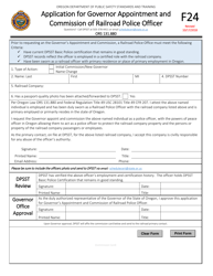 Document preview: Form F24 Application for Governor Appointment and Commission of Railroad Police Officer - Oregon