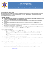 Fast Track Principal Expert Residency Preliminary Certificate Application - Rhode Island, Page 2