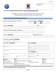 Rhode Island Educator Certification Temporary Initial Preliminary Certificate Application Form - Rhode Island, Page 5